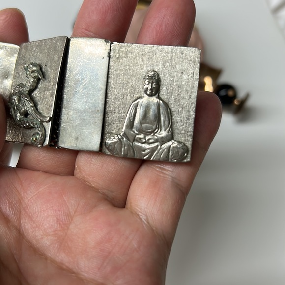 🖤Vtg Dragon & Buddha panel bracelet - Picture 4 of 11